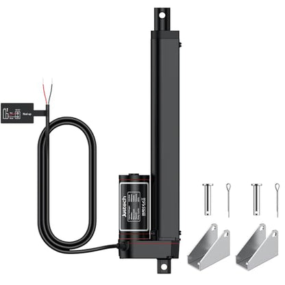 Justech 330LBS/1500N-8inch/200mm 12V Linear Actuator with Bracket, Black - size: 1500N-200mm