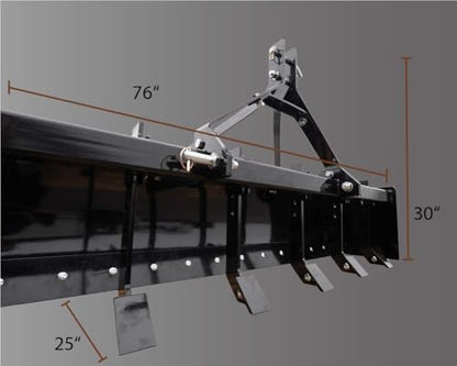 Impact Implements® 72" Box Scraper 3-Point Attachment for Cat-1 Tractors