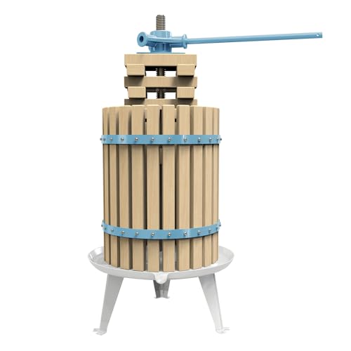 SQUEEZE master Fruit Apple Cider Wine Classic Press-Blue-4.75 Gallon/18L-Solid Wood Basket-Vintage traditional juicer-Pole Handle Bar for Juice,Wine,Cider-1 free filter bag included - color: Blue, size: 4.75 Gallon