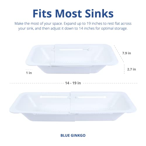 Blue Ginkgo Over Sink Colander, Extendable Kitchen Strainer, White - color: White, size: 1 Pack
