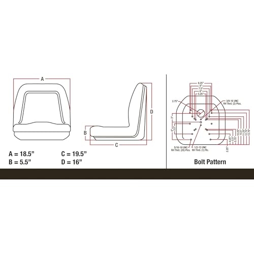 A & I Deluxe Midback Utility Lawn Mower Seat - Black, Model Number TM555BL