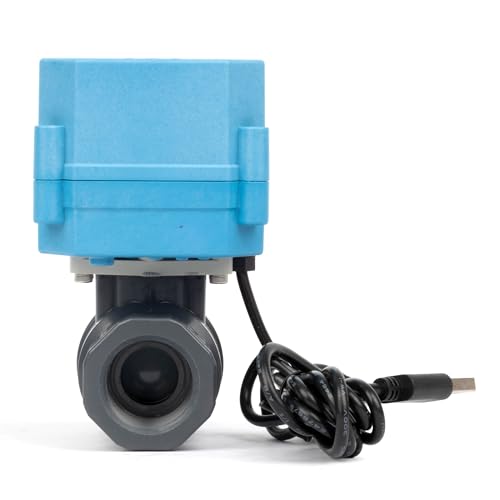 U.S. Solid WiFi Smart Motorized Ball Valve 3/4 inch NPT for Water Control & Irrigation, 2 Way PVC Electric Valve, USB Powered, LED Status Indicator, Flow Direction Window, Remote On/Off Control - size: 3/4 Inch