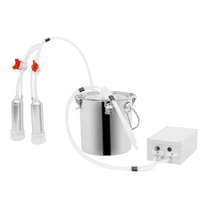 1.32 Gal Electric Vacuum Pulsation Milker Adjustable Vacuum Pressure Cow Milking Machine Portable Livestock Milking Machine with Stainless Bucket, Auto Stop Check Valve for Both Household and Farm Use - size: 1.32 Gal
