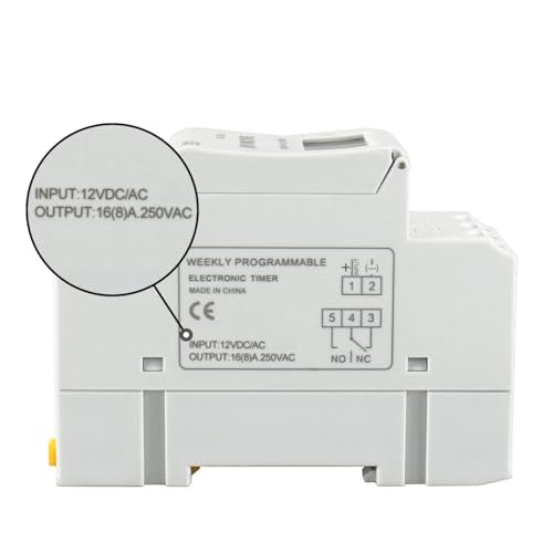 BAOMAIN THC15A 12V Digital Programmable Timer Switch,16A Weekly Relay