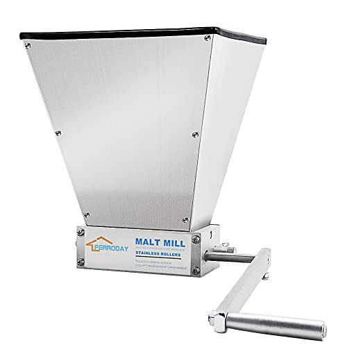 FERRODAY Malted Grain Mill for Grain Malt Barley, 2 Roller Stainless Steel - size: NO base plate