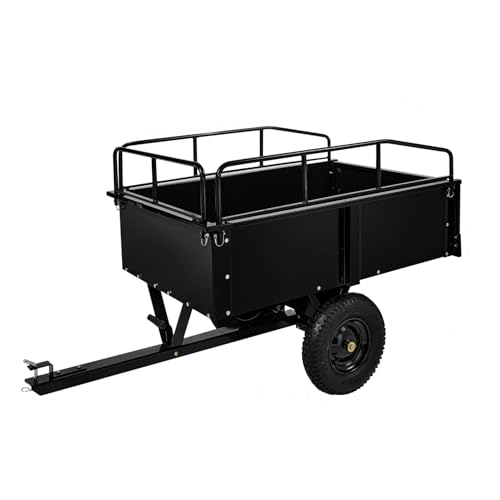 GarveeTech 750LBS Heavy Duty ATV Trailer Tow Behind Steel Dump Cart, 15 Cu. Ft Garden Utility Trailer with Removable Sides & Rear Hitch for Riding Lawn Mower Tractor, Black - size: 750 lbs