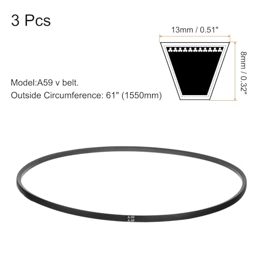 uxcell 3pcs A59 or 4L610 Classic Wrapped Rubber V-Belt, 59"(1500mm) Inside Circumference, A Profile V Belt - size: A59
