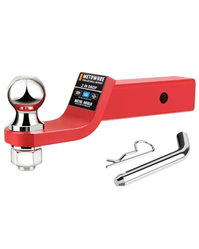 METOWARE Trailer Hitch Ball Mount 2" Drop Fits 2" Receiver, 6000Lbs GTW - color: Red, size: 2" Drop