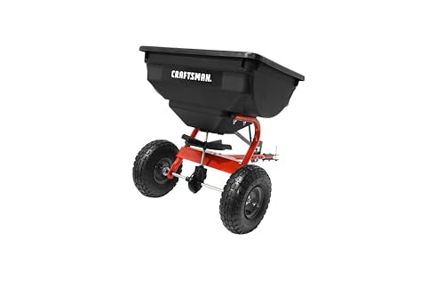 CRAFTSMAN Universal Tow Behind Broadcast Spreader for Seed, Fertilizer, and Ice Melt, 85 lb Capacity with Direct Rod Flow Control