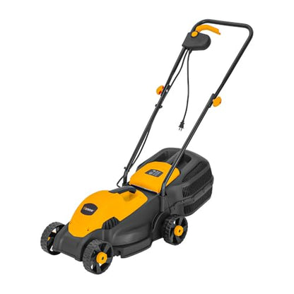 Hoteche 10-Amp Corded Electric Lawn Mower - 12.6 Inch Cutting Width, 30L Grass Bag, 3 Height Adjustments (1"-2.2"), Lightweight Walk-Behind Mower for Small/Medium Lawns (Easy Push Design)