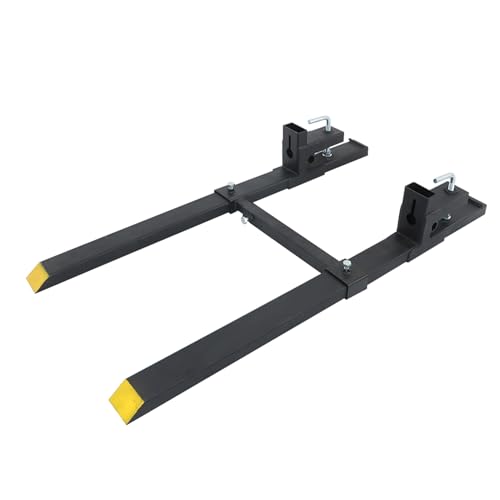 60 4000lbs Clamp on Pallet Forks Quick Attach Bucket Fork with Adjustable Stabilizer Bar Replacement for Tractor Attachments Skid Steer Loader Bucket