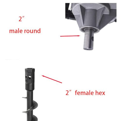 Auger Adapter 2 inch Female Round to 2 inch Male Hex Auger Bit Conversion