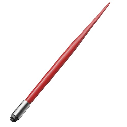 49" Hay Bale Spear, 4500 lbs Capacity Heavy Duty Bale Spike, Red Powder Coated Spring Steel, Quick Attach Replacement for Tractor Loader, 1-3/4" Diameter