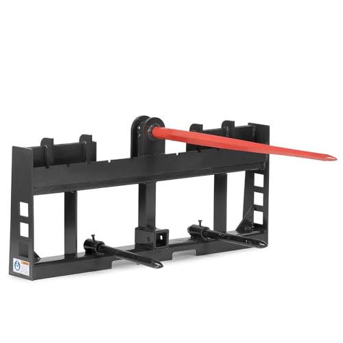 Titan Attachments Skid Steer Hay Frame Attachment, 32" Hay Spear and Stabilizers, Rate 4,000 LB, Quick Tach Tractor, Receiver Hitch