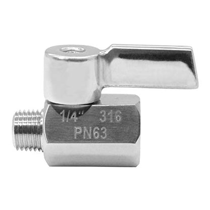 Beduan Mini Ball Valve Stainless Steel(316) 1/4" NPT Male x NPT Female Mini Ball Shutoff Valve - size: 1/4 NPT