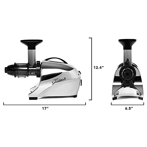 Tribest Solostar SS-4250-B Horizontal Horizontal Slow Masticating Juicer, Single Auger Cold Press Juicer & Juice Extractor, Chrome, Black