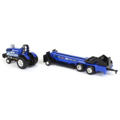 Agriculture 1/64 New Holland Blue Blazes Pulling Tractor with Pulling Sled