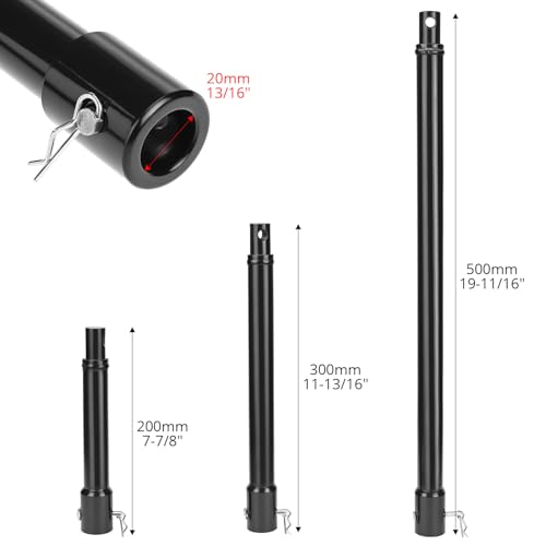 QWORK 3-Piece Auger Extension Drill Bit Set (8", 12", 20") – Fits 3/4" Shaft, Heavy Duty Post Hole Digger Replacement for Earth Ice Deep Drilling