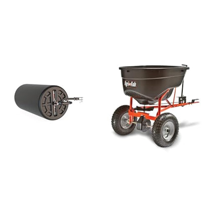 Agri-Fab Poly Lawn Roller & 130lb Tow Broadcast Spreader Bundle, 18" x 36" Black Roller & 10-12ft Spread