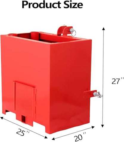 3 Point Ballast Box W/ 2" Hitch Receiver 800 Lbs Capacity 3 Point Category 1 Fits Cat 1 Tractor Attachment