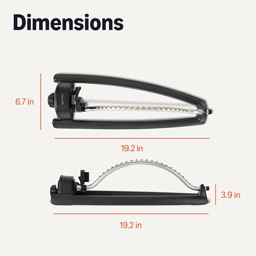 Amazon Basics Oscillating Lawn Sprinkler for Yard, Garden and Flower Beds, 3600 Square Foot Coverage, Black - style: Oscillating