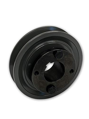 Single Groove 3.95" Cast Iron Electric Motor " H " Pulley/Sheave, Bushing Included, for 5/8" Top Width B/5L/BK/5LK Section V Belt, 1 Groove Pulley (1-1/8" Shaft / 1.125" Bore, BK40H) - size: 1-1/8" Shaft / 1.125" Bore