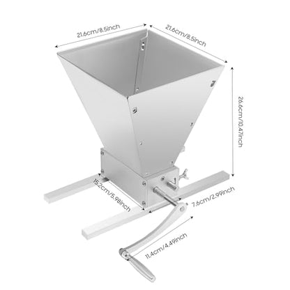 4L 2 Roller Stainless Steel Malt Crusher, Heavy Duty Malt Mill, Homebrew Grain Crusher, Adjustable Barley Grinder, Low Speed Drill Available Manual Mill