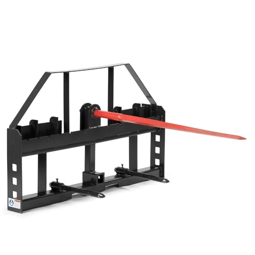Titan Attachments Standard Series Hay Frame, 32" Conus 2 Hay Bale Spear and Stabilizers, Universal SSQA Connection, 2" Receiver Hitch, Rated 4,000 LB