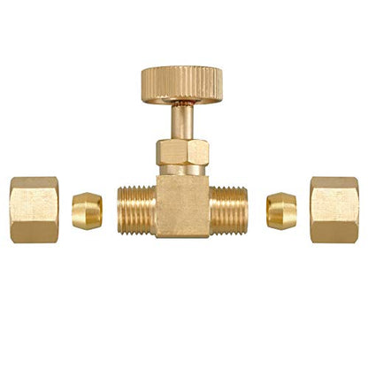 2 Pack Brass Replacement Control Needle Valve 1/4" OD Compression X 1/4" OD Compression - size: 2PCS 1/4"OD x 1/4"OD