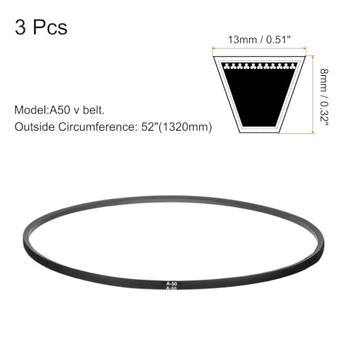 uxcell 3pcs A50 or 4L520 Classic Wrapped Rubber V-Belt, 50"(1270mm) Inside Circumference, A Profile V Belt - size: A50