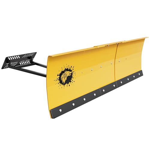 ATV/UTV Front Mount Land Leveler, 48"-60" Adjustable Steel Driveway Grader for Gravel&Dirt, Heavy Duty Yard Leveling Tool, Snow Plow Kit Compatible, 5-Position Angle, Winch Required (Sold Separately) - color: YELLOW