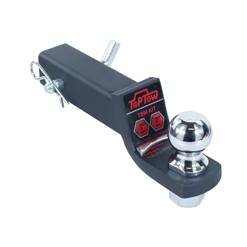 TOPTOW 2" Drop Trailer Hitch Ball Mount Kit with 2" Trailer Ball and 5/8" Hitch Pin, Fits 2" Hitch Receiver, Matte Black - size: 2" Drop with Ball and Lock