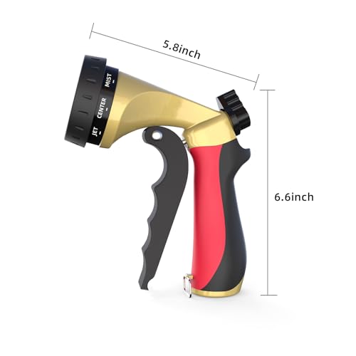 Metal Garden Hose Nozzle with 8 Spray Patterns & Thumb Control - color: Red