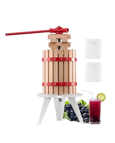 VEVOR 1.6 Gal/6L Fruit Wine Press, Solid Wood Basket with 8 Blocks, Heavy Duty Manual Juice Maker, Cider Apple Grape Tincture Honey Olive Oil Making Press with Handle for Kitchen, Home - size: 1.6 Gal
