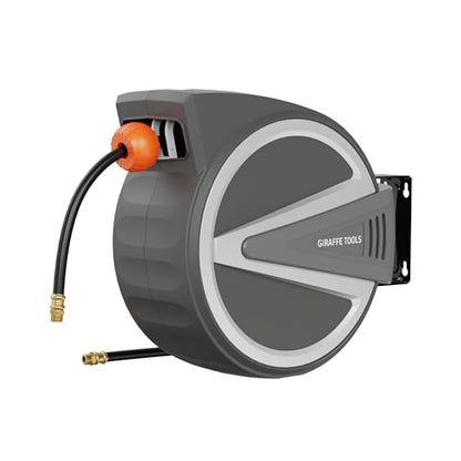 Giraffe Tools Retractable Air Hose Reel Enclosed with 3/8" x 50 ft, 217 PSI - color: Gray