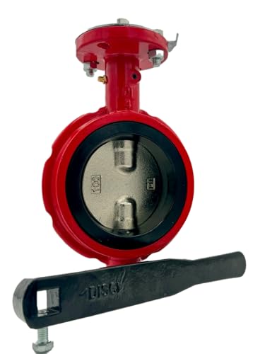 10" Butterfly Valve, Wafer, 200 Psi, Ductile Iron Body, Square Stem 7/8", Red - size: 10 Inch