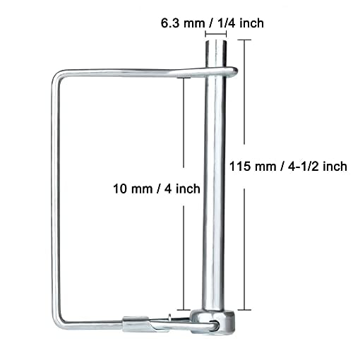 15 PCS 1/4*4-1/2 Inch Trailer Hitch Pin Shaft Locking Pin Safety Coupler Pin 1/4 Hitch pin Wire Lock Pin 1/4" x 4-1/2" for PTO,Farm,Lawn,Hitches,and Garden
