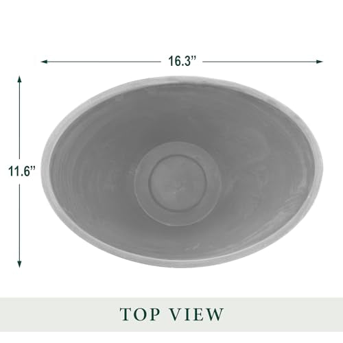 Arcadia Garden Products PSW Pot Collection YB41CT Plastic/Stone/Wood Composite Curved Planter Pot – No Drainage Hole (Drillable), for Indoor and Outdoor Plants and Gardens, 16-inch, Cement Gray - color: Cement Gray