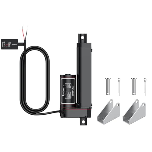 Justech 330LBS/1500N-4inch/100mm 12V Linear Actuator with Bracket, Black - size: 1500N-100mm