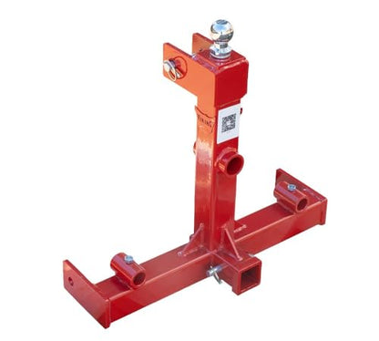 Mytee Products 49” 3 Point Bale Spear for Category 1 Tractor 3000lbs WLL w/ 1Pc Red Hay Spear and 2Pcs Stabilizers Spear with 2" Receiver with Trailer Ball Hitch Gooseneck Drawbar - size: 49 Inch