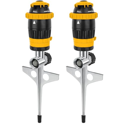 [2 Pack] RESTMO Gear Drive Sprinkler with Metal T-Spike Base,Yellow - color: Yellow, size: 2 Pack