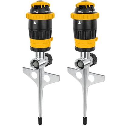 [2 Pack] RESTMO Gear Drive Sprinkler with Metal T-Spike Base,Yellow - color: Yellow, size: 2 Pack