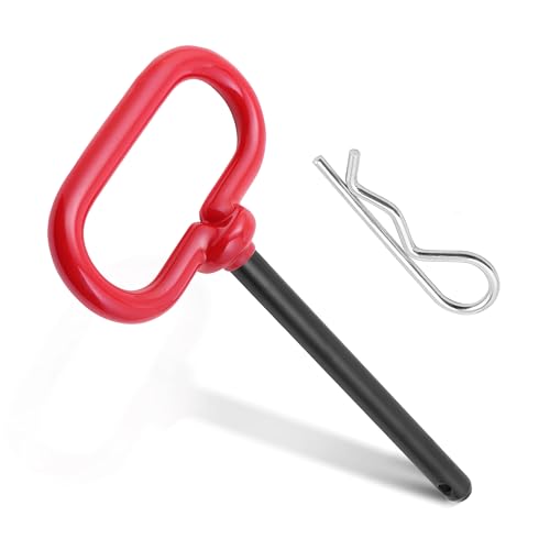 Trailer Hitch Pin, 3/8 x 4 Inch Tractor Hitch Pin with R-Clip Pin for Lawn Mower, Tractor, Trailer (Red) - size: 3/8 x 4 Inch