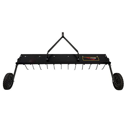 Brinly 48" Tow Behind Grass Dethatcher, Removes Thatch on Large Lawns in Less Time - Flat Black - color: Flat Black
