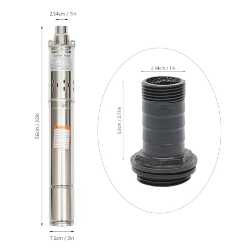 Deep Well Pump, Electric Submersible Bore Hole Deep Well Pump Stainless Steel Submersible Well Pumps Agricultural Irrigation Pump for Villages, Homes, Farms (115V 0.75KW 1HP 2.5M³/H 102M/334.65FT) - style: 115V 0.75KW 1HP 2.5M³/H 102M/334.65FT