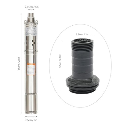 Deep Well Pump, Electric Submersible Bore Hole Deep Well Pump Stainless Steel Submersible Well Pumps Agricultural Irrigation Pump for Villages, Homes, Farms (115V 0.75KW 1HP 2.5M³/H 102M/334.65FT) - style: 115V 0.75KW 1HP 2.5M³/H 102M/334.65FT