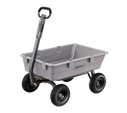 Gorilla Carts Poly Dump Cart, 800 lb. Capacity, 5 Cu Ft, Gray - size: 5-Cubic Feet, style: Pneumatic