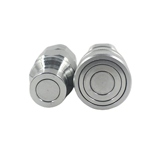 ISO16028 3/8'' Flat Face Hydraulic Quick Connect Coupling/Coupler Set W/Red Dust Cap 3/8'' NPT Thread - size: 1-Set 3/8" NPT