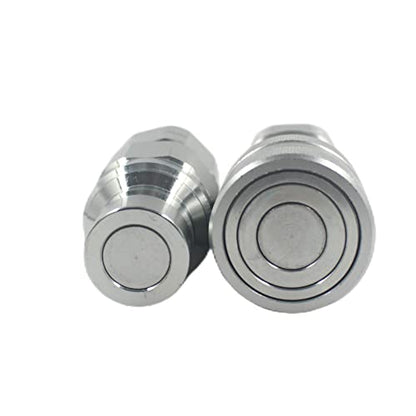 ISO16028 3/8'' Flat Face Hydraulic Quick Connect Coupling/Coupler Set W/Red Dust Cap 3/8'' NPT Thread - size: 1-Set 3/8" NPT