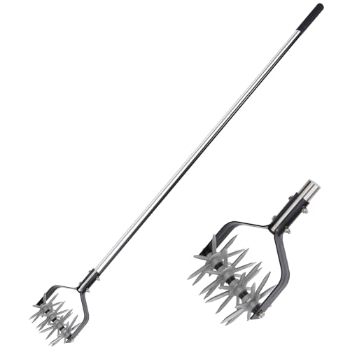 BARAYSTUS Rotary Cultivator Garden Tool, Adjustable Hand Tiller 29.7-57in